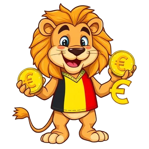 Belgae Leeuw met euro munten